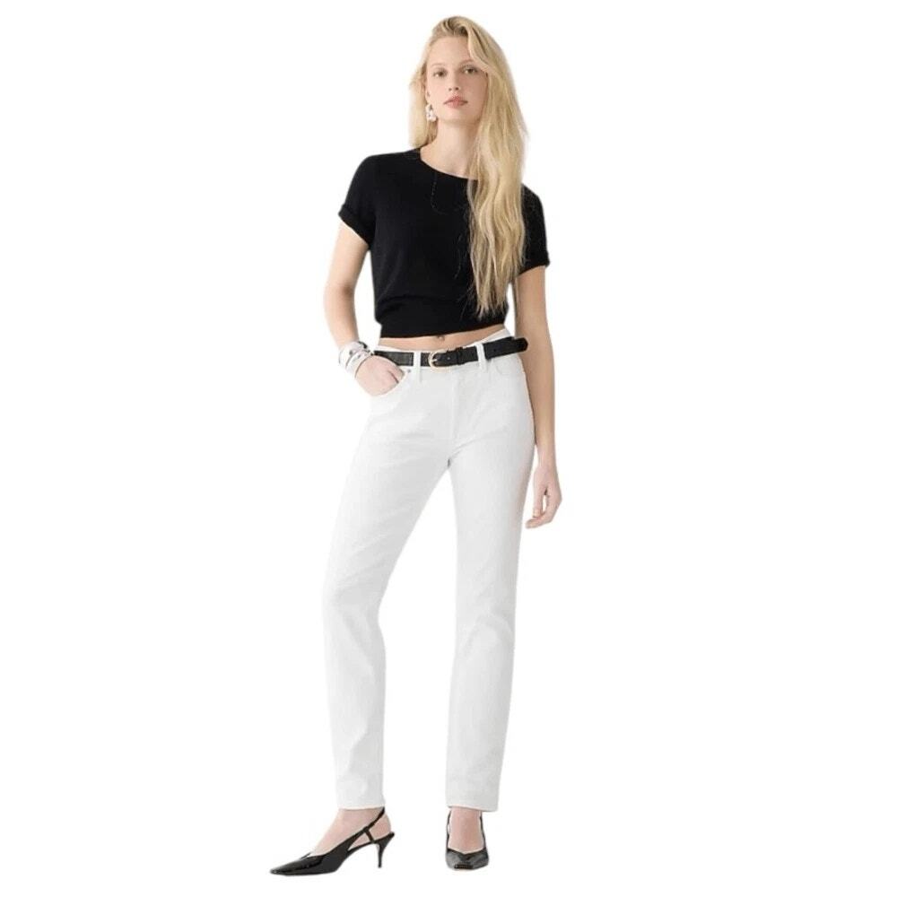 J. Crew Women's 9" Vintage Slim-Straight Jeans Denim in White Size 30T NWT